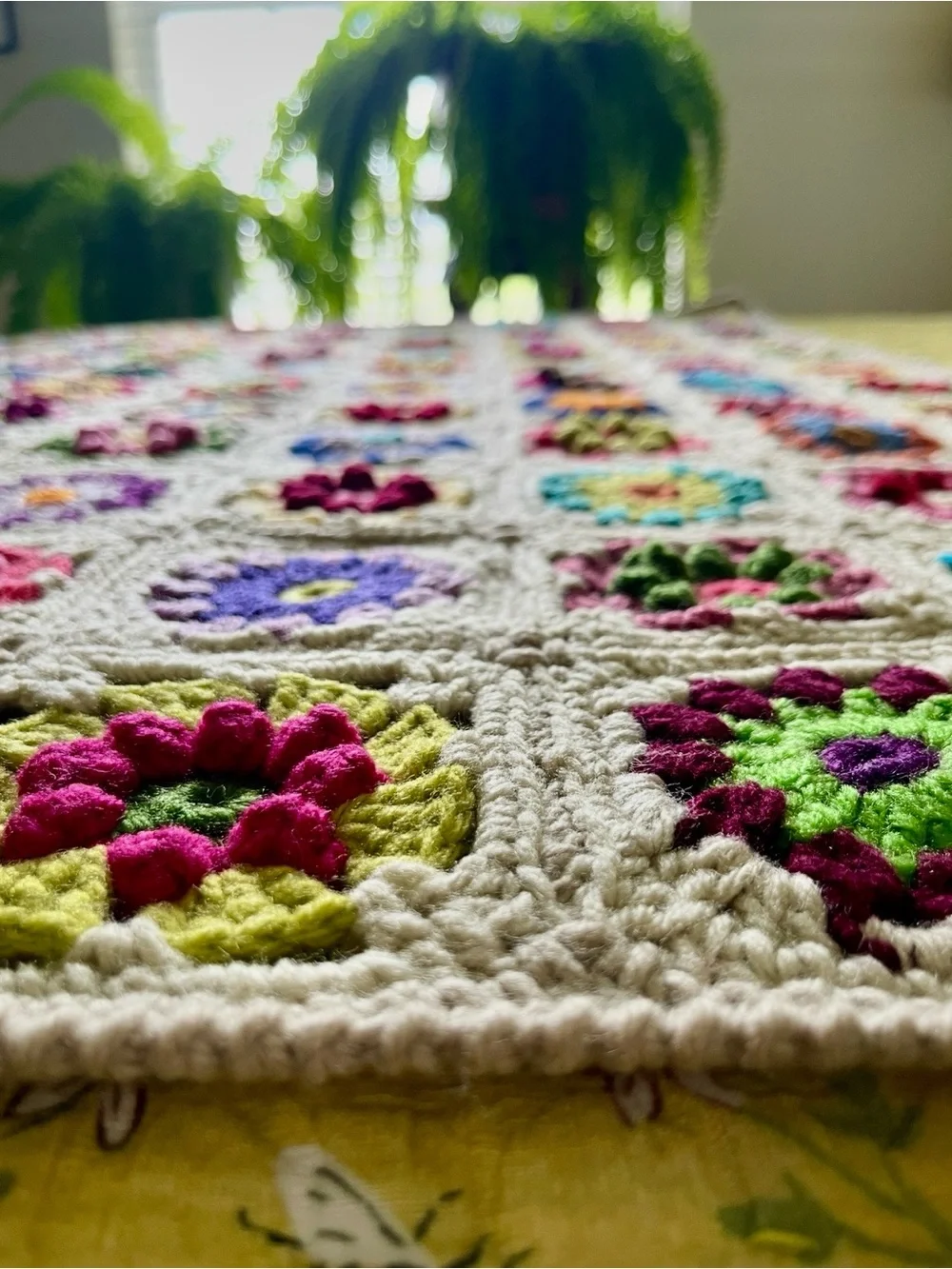 Handmade Granny Square Throw Blanket, Multicolor, Acrylic, 37” x 45”